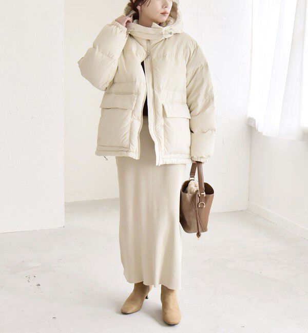 quaranciel「quaranciel: フーディー & ハイネック 2way ショート ダウン ジャケット」|ダウン|