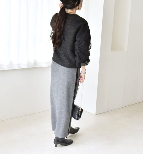 quaranciel「quaranciel:〈洗濯機可能〉ボア &times; チュール コンビ クルーネック プルオーバー」|プルオーバー|