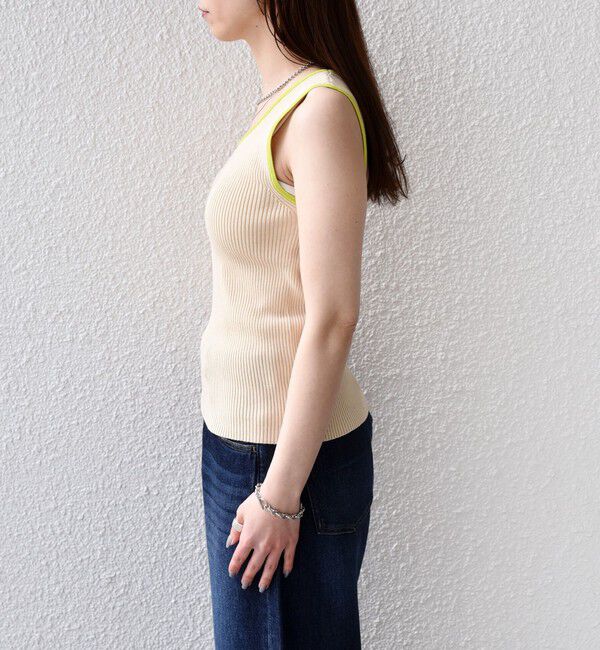 SHIPS Colors 「《予約》SHIPS Colors:〈手洗い可能〉配色 ニット リブ タンクトップ◆」|タンクトップ|