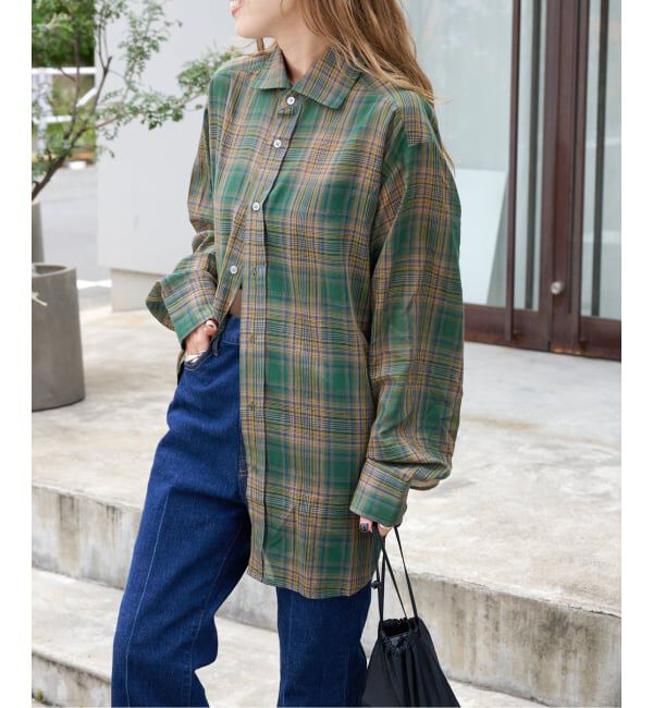 OUTDOOR PRODUCTS Usual Things「追加 シアーチェックスプレッドカラーシャツ」|シャツ・ブラウス|グリーン