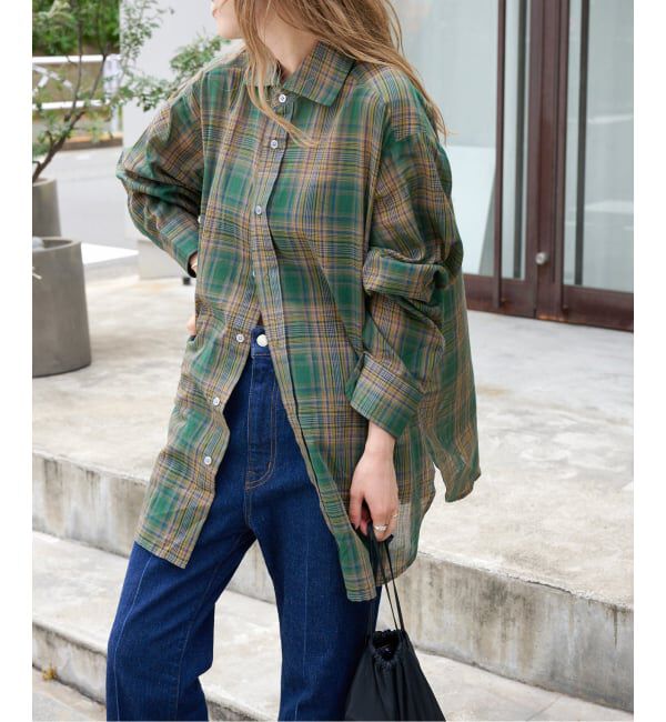 OUTDOOR PRODUCTS Usual Things「追加 シアーチェックスプレッドカラーシャツ」|シャツ・ブラウス|