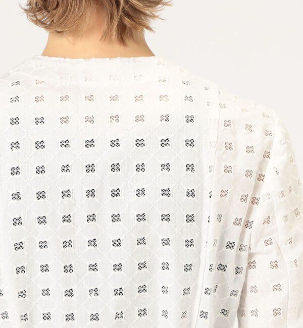 Ballsey「コットンエンブロイダリー Vカラージャケット」|ノーカラージャケット|