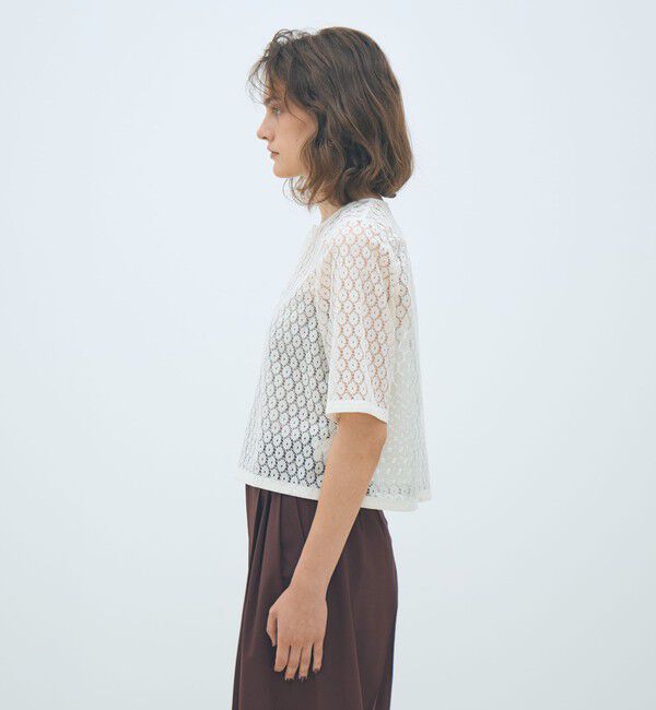 MACPHEE「フロッキーレース ハーフスリーブブラウス」|シャツ・ブラウス|