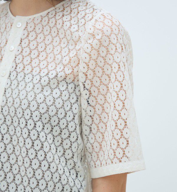 MACPHEE「フロッキーレース ハーフスリーブブラウス」|シャツ・ブラウス|