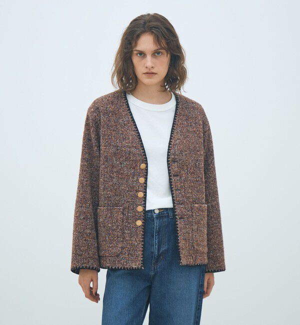 MACPHEE「スライバージャージー Vカラージャケット」|ノーカラージャケット|