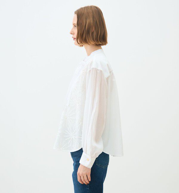 TOMORROWLAND collection「ホワイトコンビネーション エンブロイダリーボウタイブラウス」|シャツ・ブラウス|