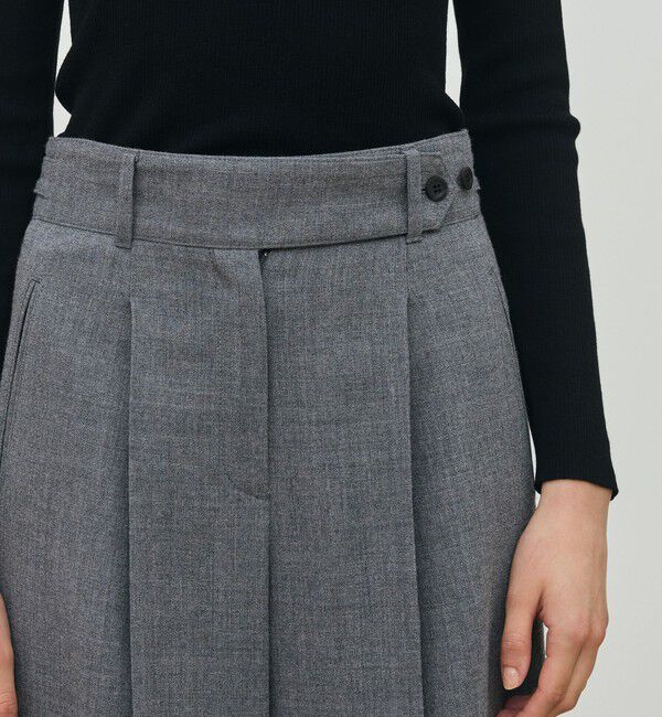 DES PRES「ウールジョーゼット タックワイドパンツ」|スラックス|