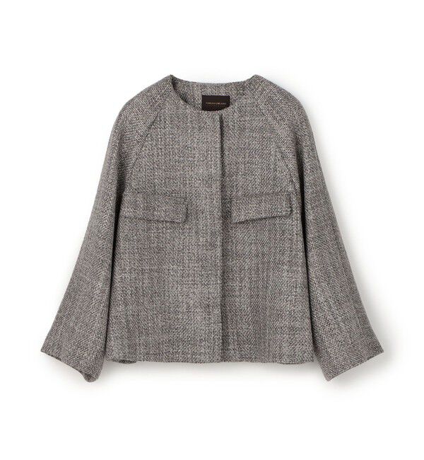 TOMORROWLAND collection「ロービングツイード Aラインジャケット」|ノーカラージャケット|16 グレー系