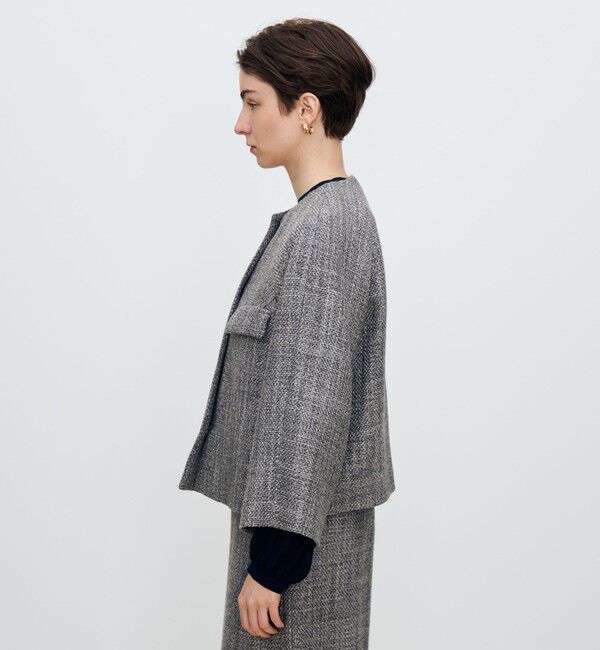TOMORROWLAND collection「ロービングツイード Aラインジャケット」|ノーカラージャケット|