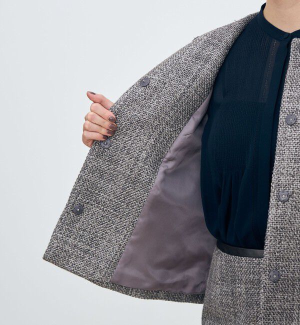 TOMORROWLAND collection「ロービングツイード Aラインジャケット」|ノーカラージャケット|