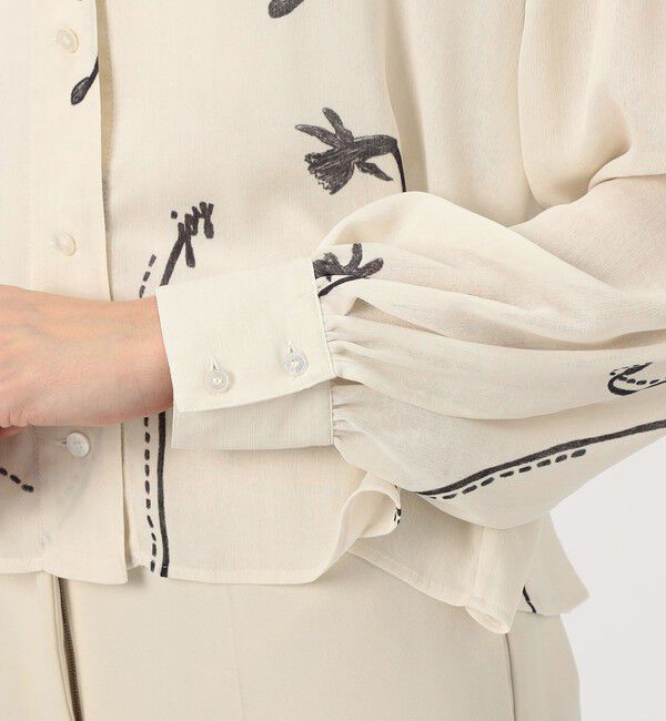 DES PRES「シングルフラワープリント Vショートブラウス」|シャツ・ブラウス|