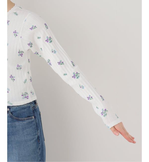 journal standard L'essage「【JANE SMITH/ジェーンスミス】COTTON EYELET RIB FLOWER ：カーディガン」|カーディガン|