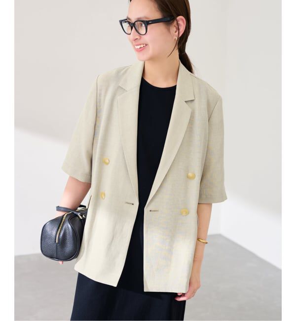 FRAMeWORK「≪予約≫ウォッシャブルハーフスリーブジャケット」|テーラードジャケット|