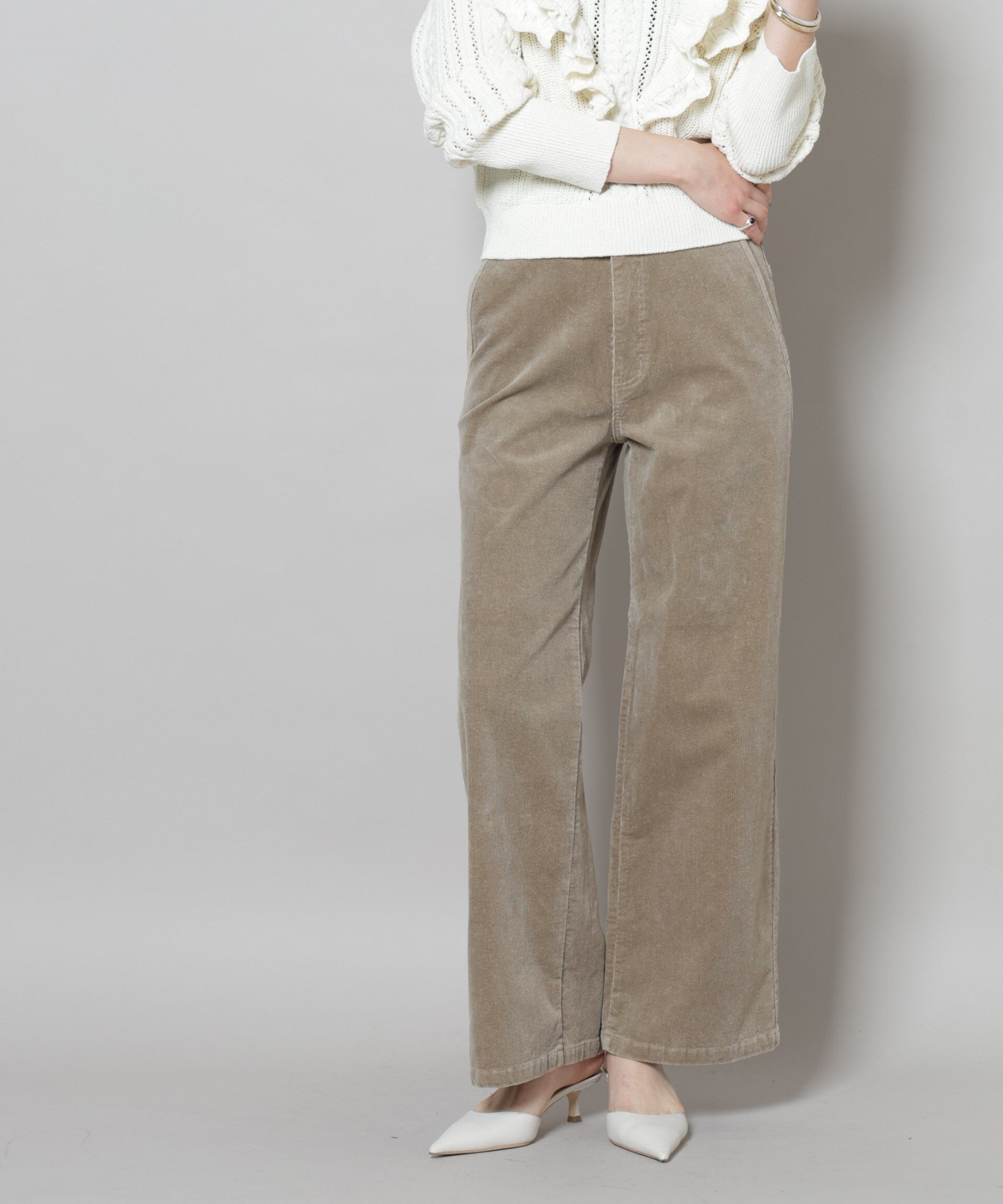 nano･universe「コーデュロイワイドパンツ」|チノ|