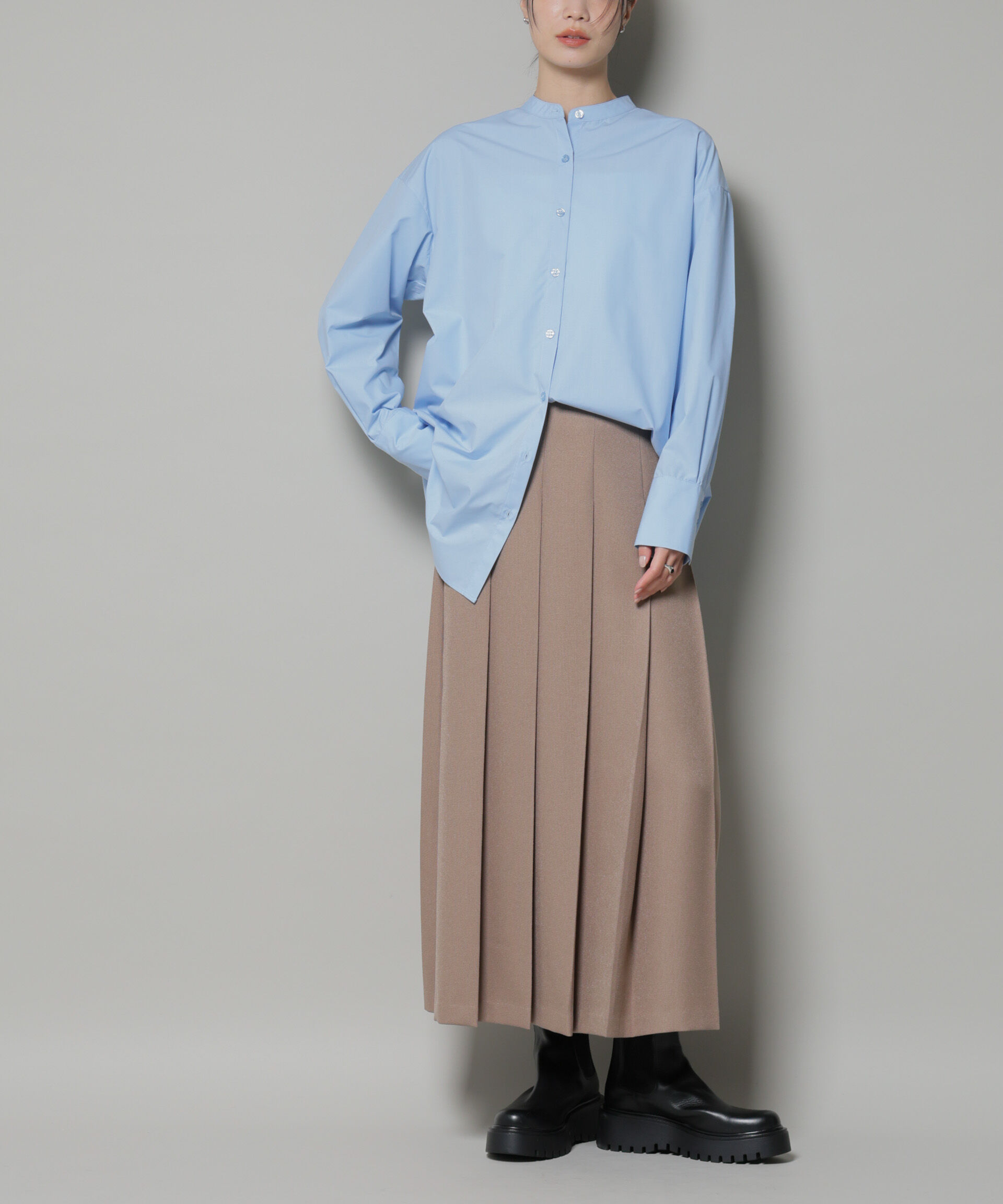 nano･universe「ワイドプリーツロングスカート」|スカート|ベージュ