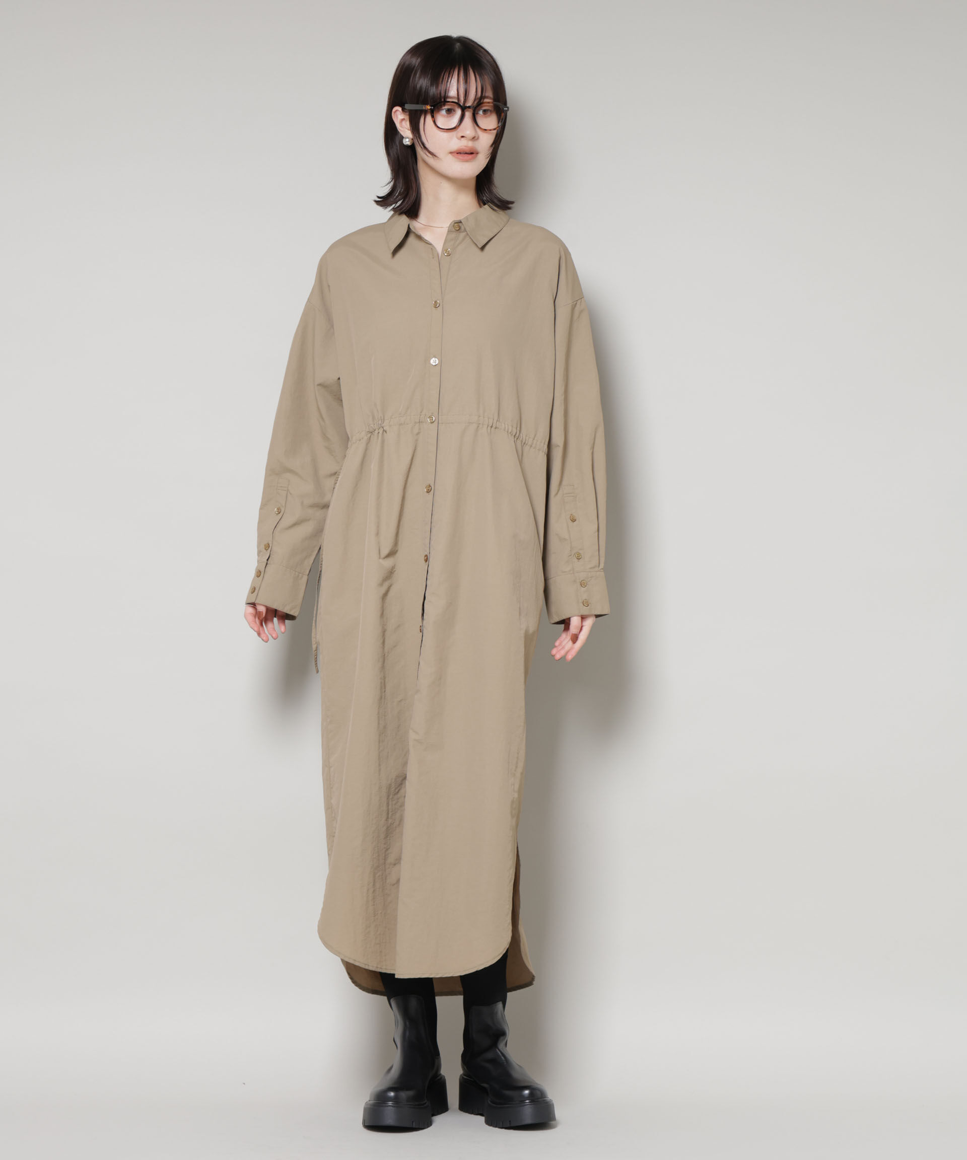 nano･universe「ナイロンタッサードロストシャツワンピース」|ワンピース|