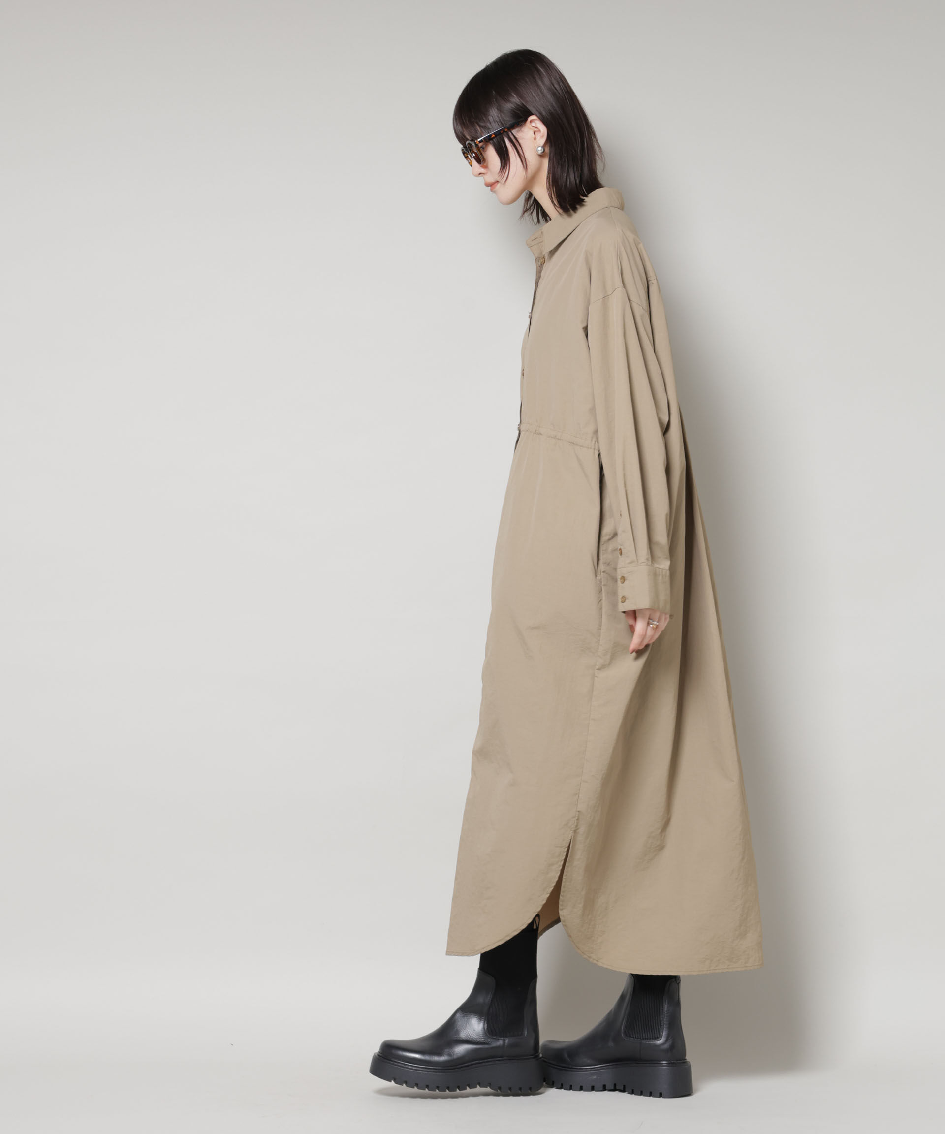 nano･universe「ナイロンタッサードロストシャツワンピース」|ワンピース|