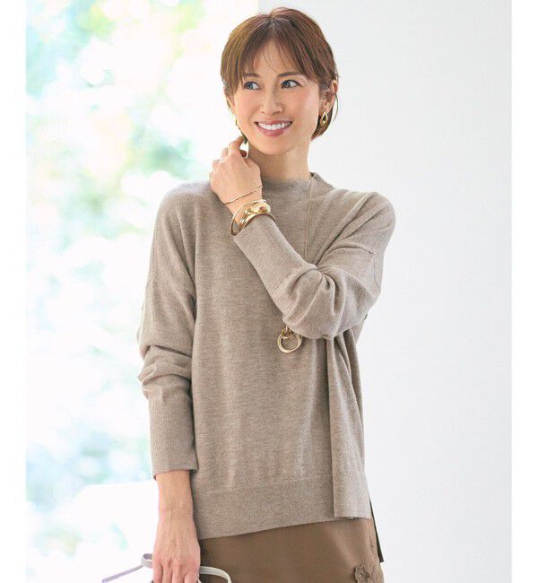 自由区「【SHIHOさん着用】ウールハイゲージモックネック ニット」|ニット・セーター|ベージュ