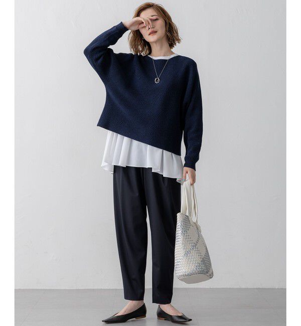 23区「【Oggi3月号掲載/洗える】コットンギマ クロップド ドルマン ニット」|ニット・セーター|