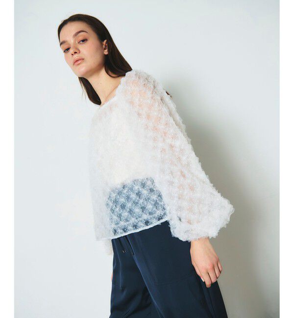 Diagram「チュール刺繍トップ」|シャツ・ブラウス|ホワイト