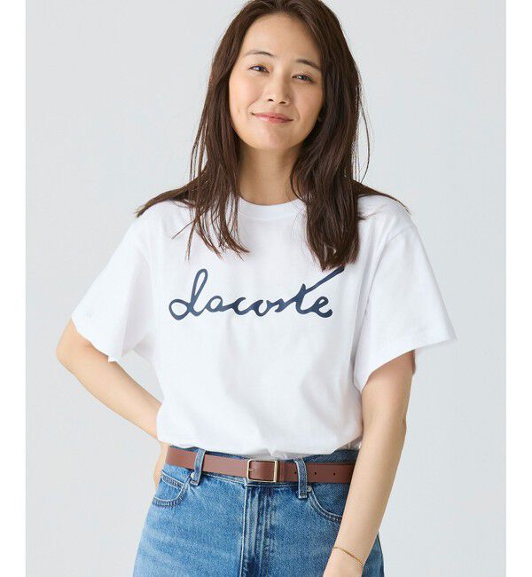 LACOSTE「【オンライン限定】LACOSTE スクリプトネームロゴ  ルーズシルエットハーフスリーブTシャツ」|Tシャツ・カットソー|