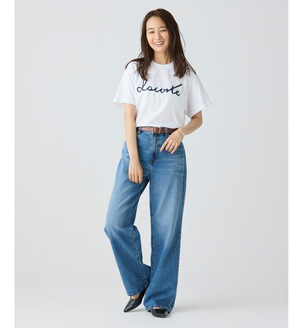 LACOSTE「【オンライン限定】LACOSTE スクリプトネームロゴ  ルーズシルエットハーフスリーブTシャツ」|Tシャツ・カットソー|