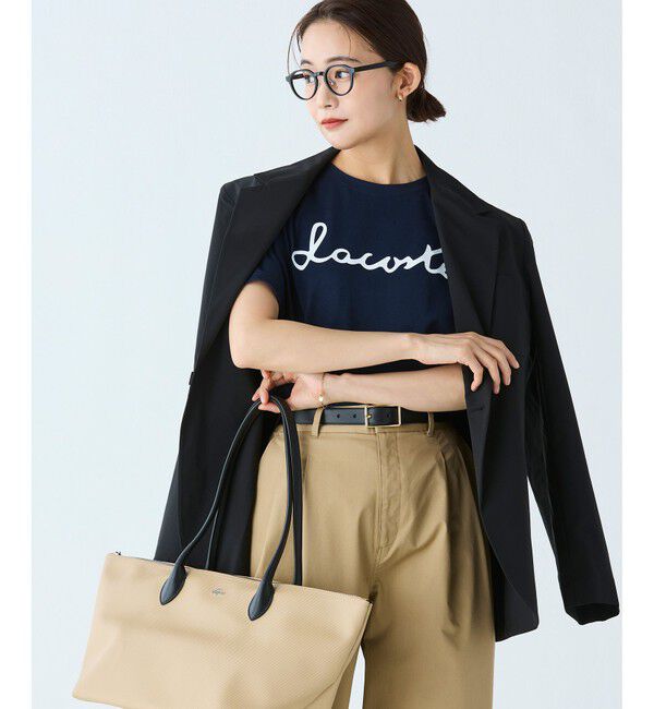 LACOSTE「【オンライン限定】LACOSTE スクリプトネームロゴ  ルーズシルエットハーフスリーブTシャツ」|Tシャツ・カットソー|