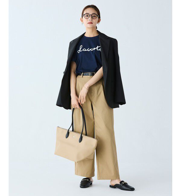 LACOSTE「【オンライン限定】LACOSTE スクリプトネームロゴ  ルーズシルエットハーフスリーブTシャツ」|Tシャツ・カットソー|