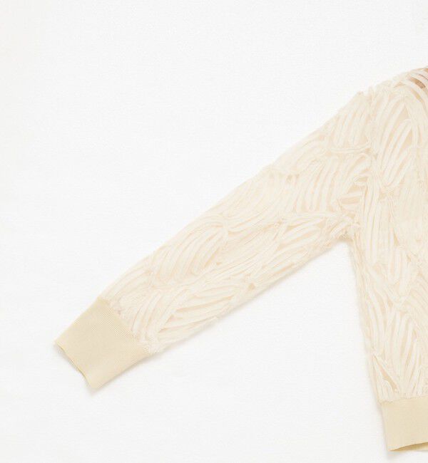 Rie Miller「【追加】《セットアップ対応》チュール刺繍Vネックカーディガン」|カーディガン|