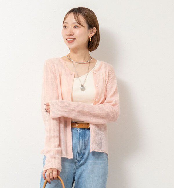 Rie Miller「シアーモヘヤ2WAYリブボートネックカーディガン」|カーディガン|