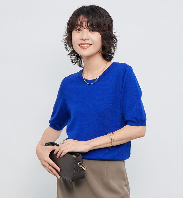 NOLLEY'S sophi「《アンサンブル対応》《手洗い可能》ウール100％5分袖プルオーバーニット」|ニット・セーター|