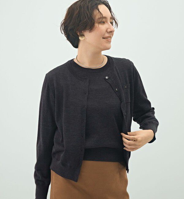NOLLEY'S sophi「《アンサンブル対応》《手洗い可能》ウール100クルーネックカーディガン」|カーディガン|