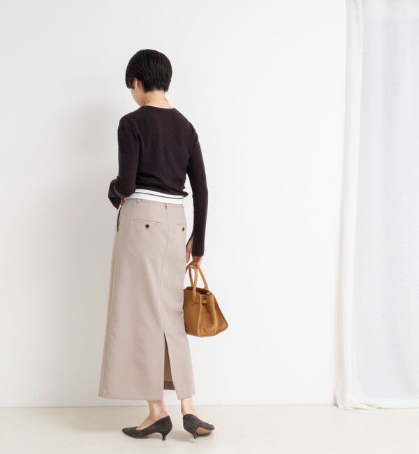 NOLLEY'S sophi「カシミヤ混ガーゼ風リブクルーネックミディ丈カーディガン」|カーディガン|