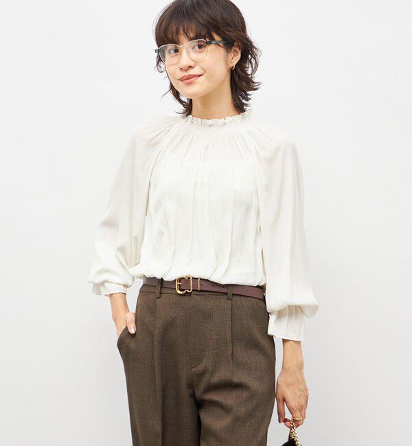 NOLLEY'S「ウォッシャブル2WAY割繊衿フリルブラウス」|シャツ・ブラウス|オフホワイト