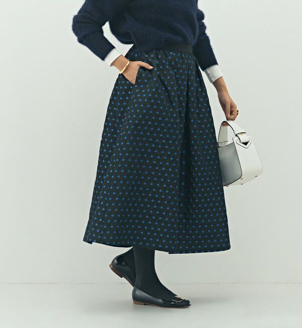 NOLLEY'S「ウォッシャブルドットジャガードタックフレアスカート」|スカート|
