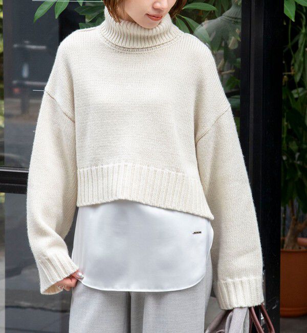 NOLLEY'S sophi「ブライト紡毛サイドジップショート丈タートルネック」|ニット・セーター|