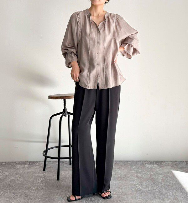 fredy emue「シャイニーシアー2WAYギャザーブラウス」|シャツ・ブラウス|