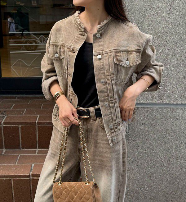 fredy emue「ノーカラーコンパクトデニムジャケット」|デニムジャケット|