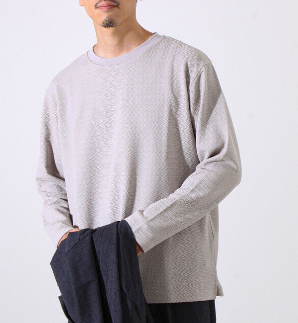 GLOSTER「【シリーズ累計人気】【ジャケットのインナーにおすすめ】ふくれジャガードロンT」|Tシャツ・カットソー|