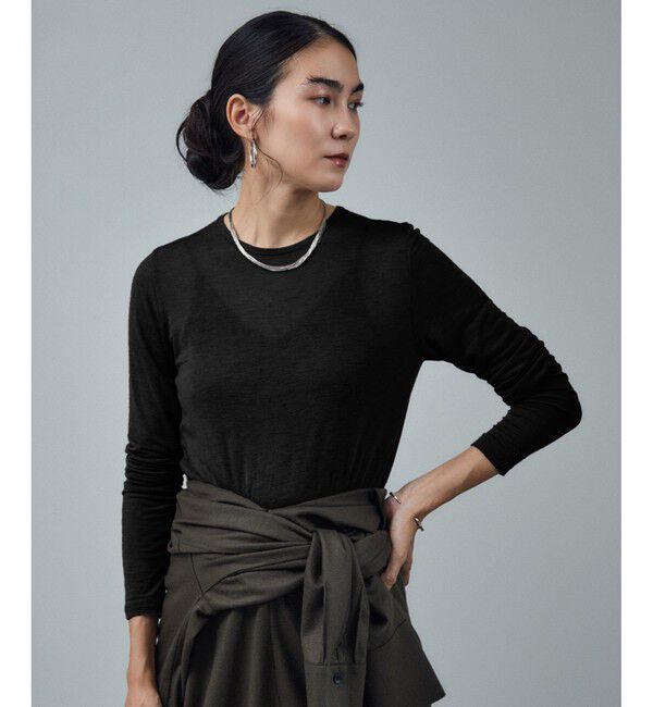 SALON adam et rope'「テンセルカシミヤシルクシアーロンT」|Tシャツ・カットソー|ブラック(01)