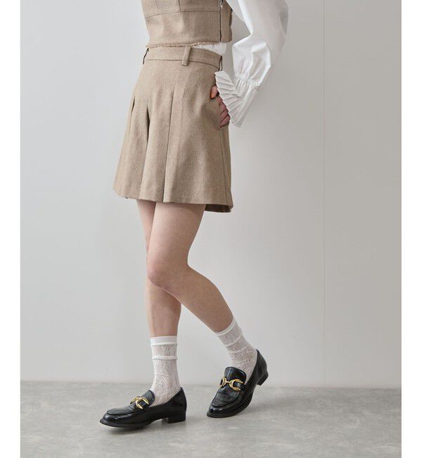 VIS「サマーツイードタックフレアショートパンツ」|チノ|