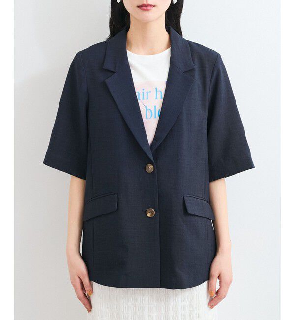 VIS「【美easy】ハーフスリーブジャケット/セットアップ対応・洗える」|テーラードジャケット|