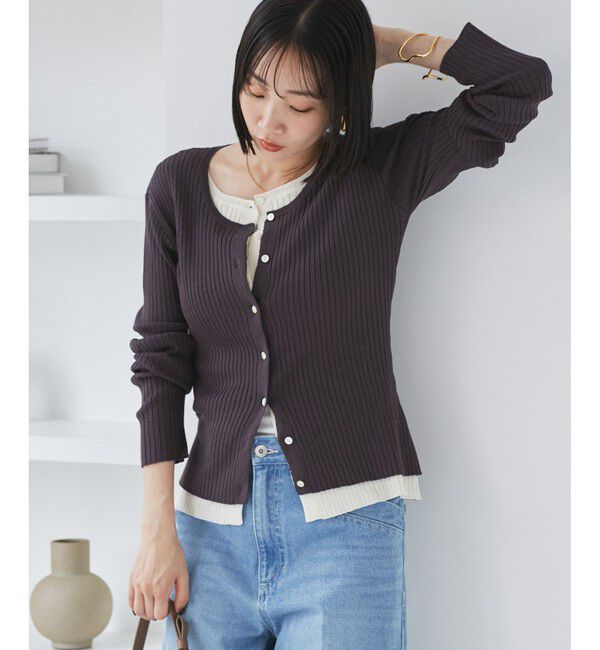 VIS「【WEB限定】フェイクレイヤードカーディガン(マルチWAY)」|カーディガン|