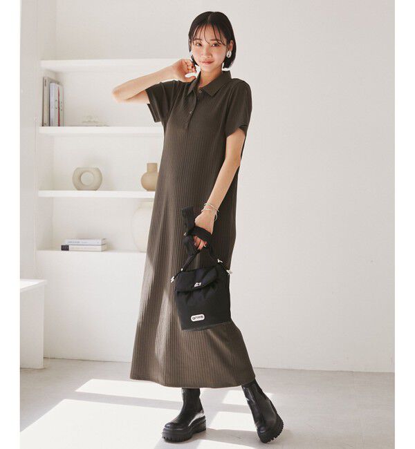 VIS「ポロ衿ランダムリブワンピース」|ワンピース|