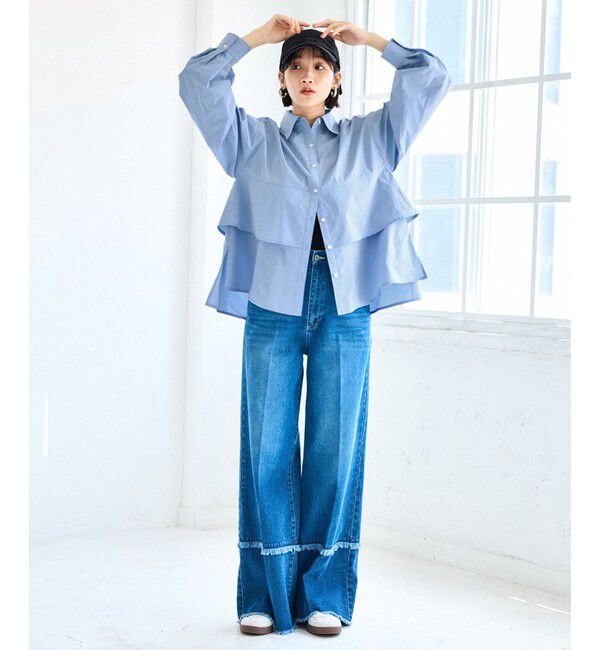 VIS「裾ティアードオーバーシャツ/UVケア・イージーケア」|シャツ・ブラウス|