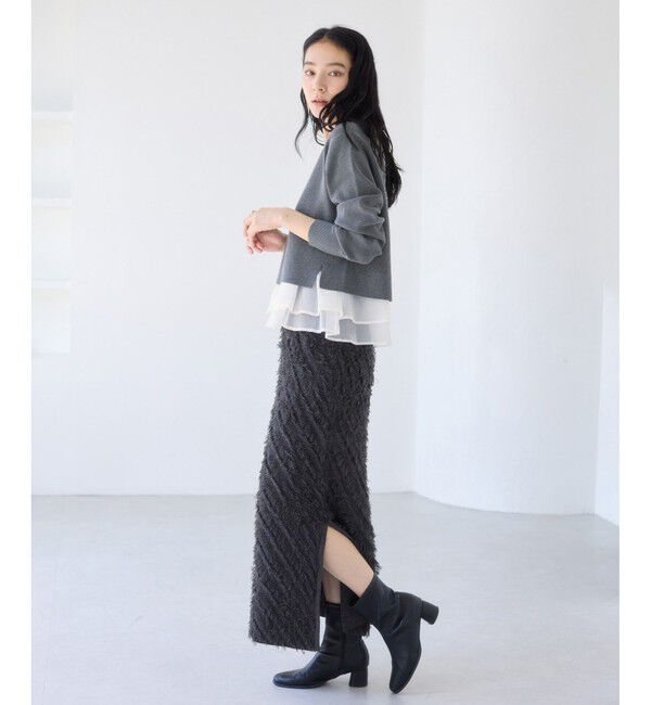 VIS「ペプラムオーガンジードッキングニットプルオーバー」|ニット・セーター|