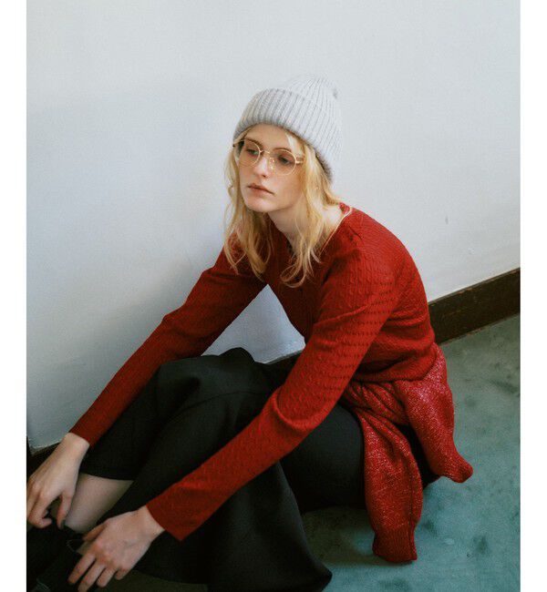 VIS「【POLO BCS】VIS別注ヘンリーネックミニケーブルニットトップス」|ニット・セーター|