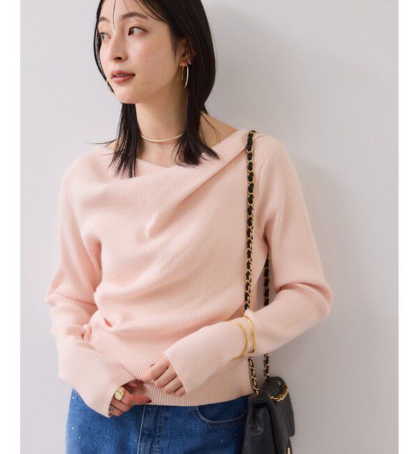 VIS「【美得】ドレープオフショルダーリブニット/イージーケア」|ニット・セーター|