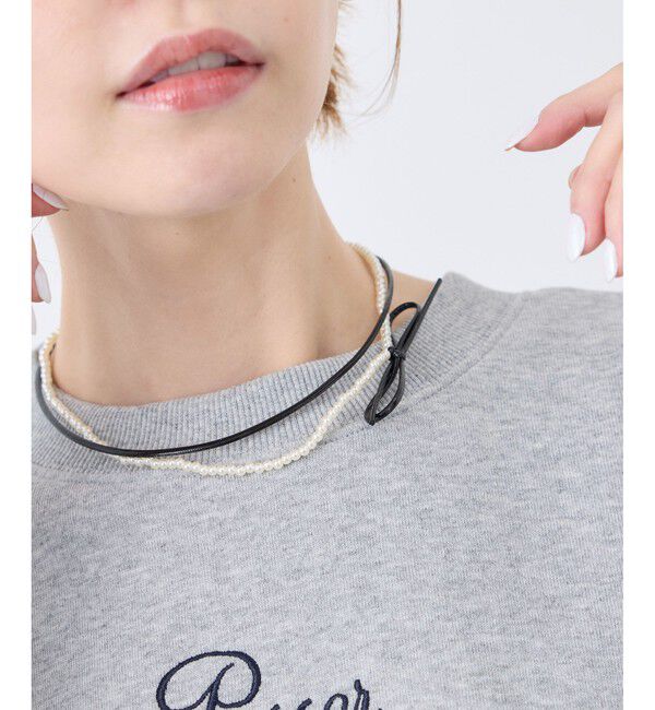 ROPE PICNIC PASSAGE「コードリボン&times;パール2連ショートネックレス」|ネックレス|