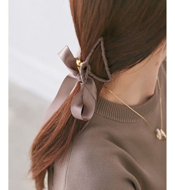 ROPE PICNIC PASSAGE「サテンリボンヘアバンスクリップ」|ヘアバンド|ブラウン系(23)